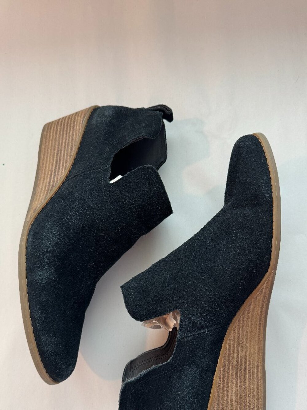 Toms Kallie Wedge Bootie Women's Size 9.5 Black Brown Slip Ons Suede Boots - Picture 7 of 13
